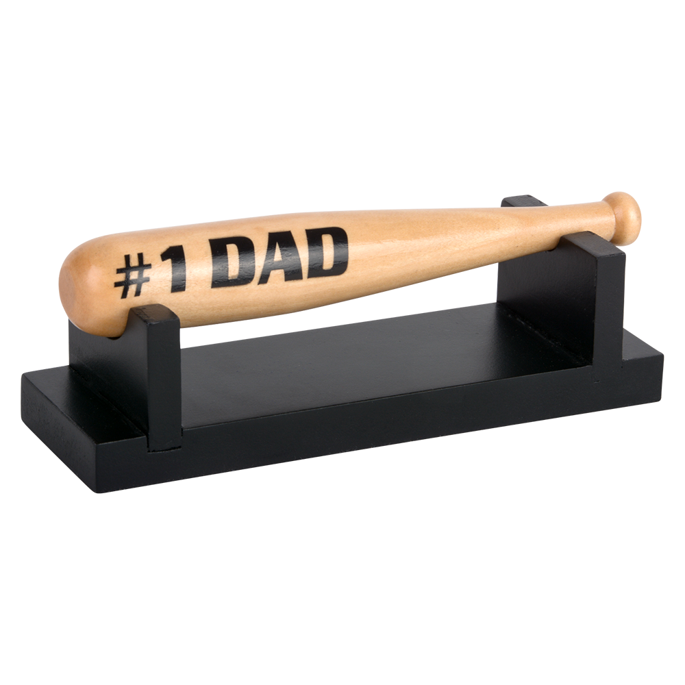 small baseball bat that says #1 dad
